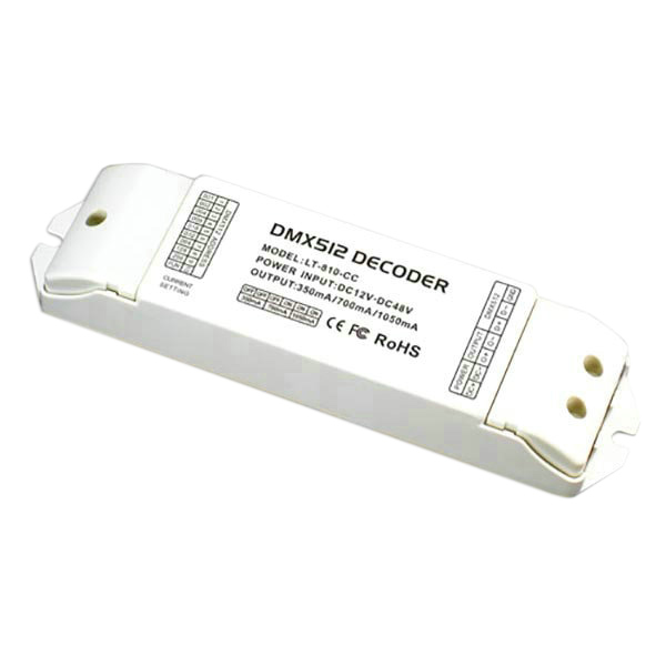 LT-810-CC, 1CH CC DMX-PWM Decoder, Dimming Effect Decoder for Single Color, Bi-color and RGB LED Lights, 5 Warranty